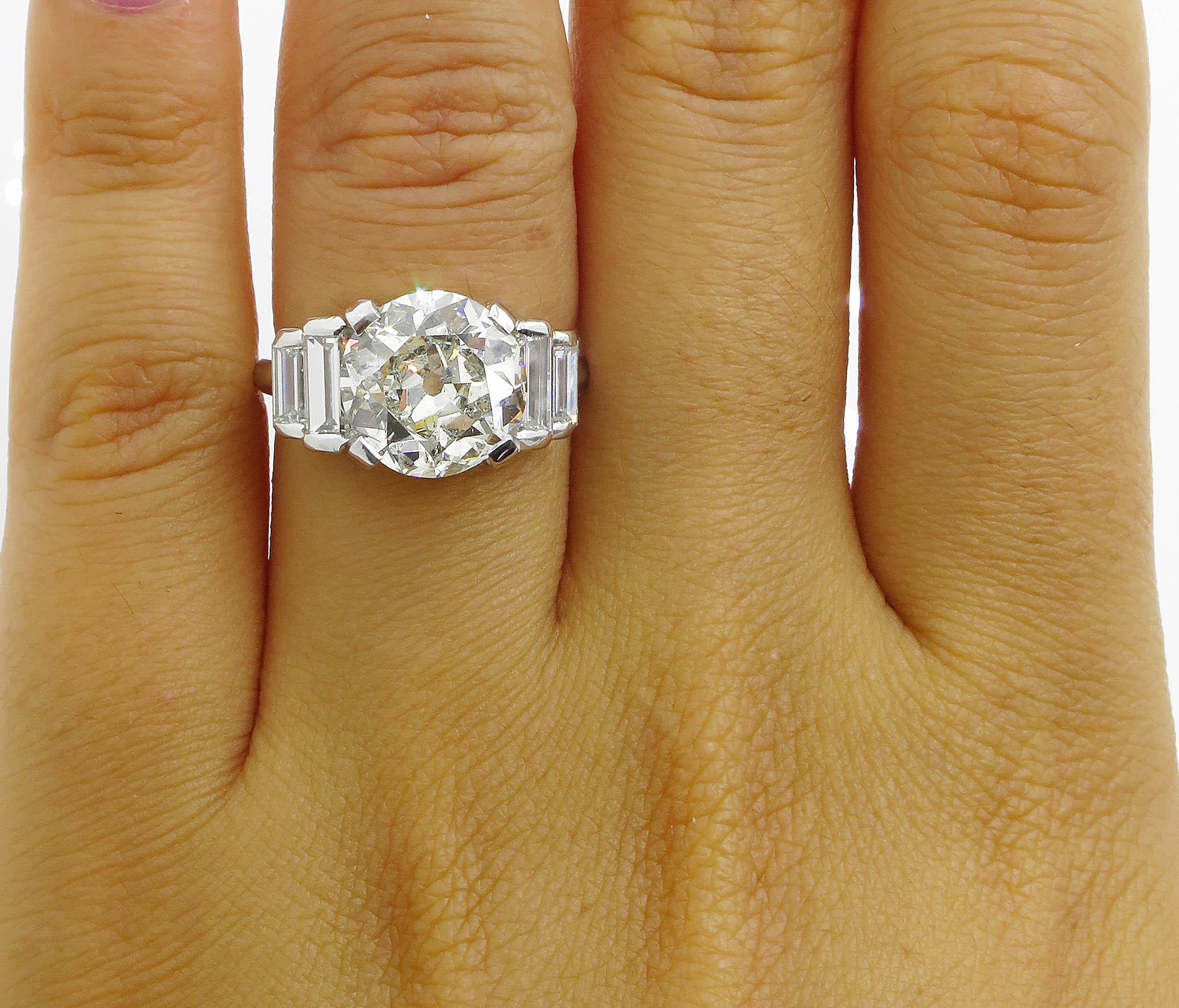 GIA 5.07 Carat Old European Diamond Engagement Wedding White Gold Ring  For Sale 6