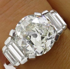 Anello di fidanzamento in oro bianco con diamante europeo antico GIA da 5,07 carati