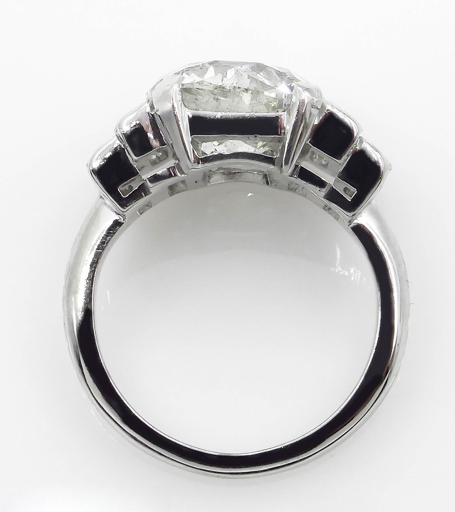 GIA 5.07 Carat Old European Diamond Engagement Wedding White Gold Ring  In Good Condition For Sale In New York, NY