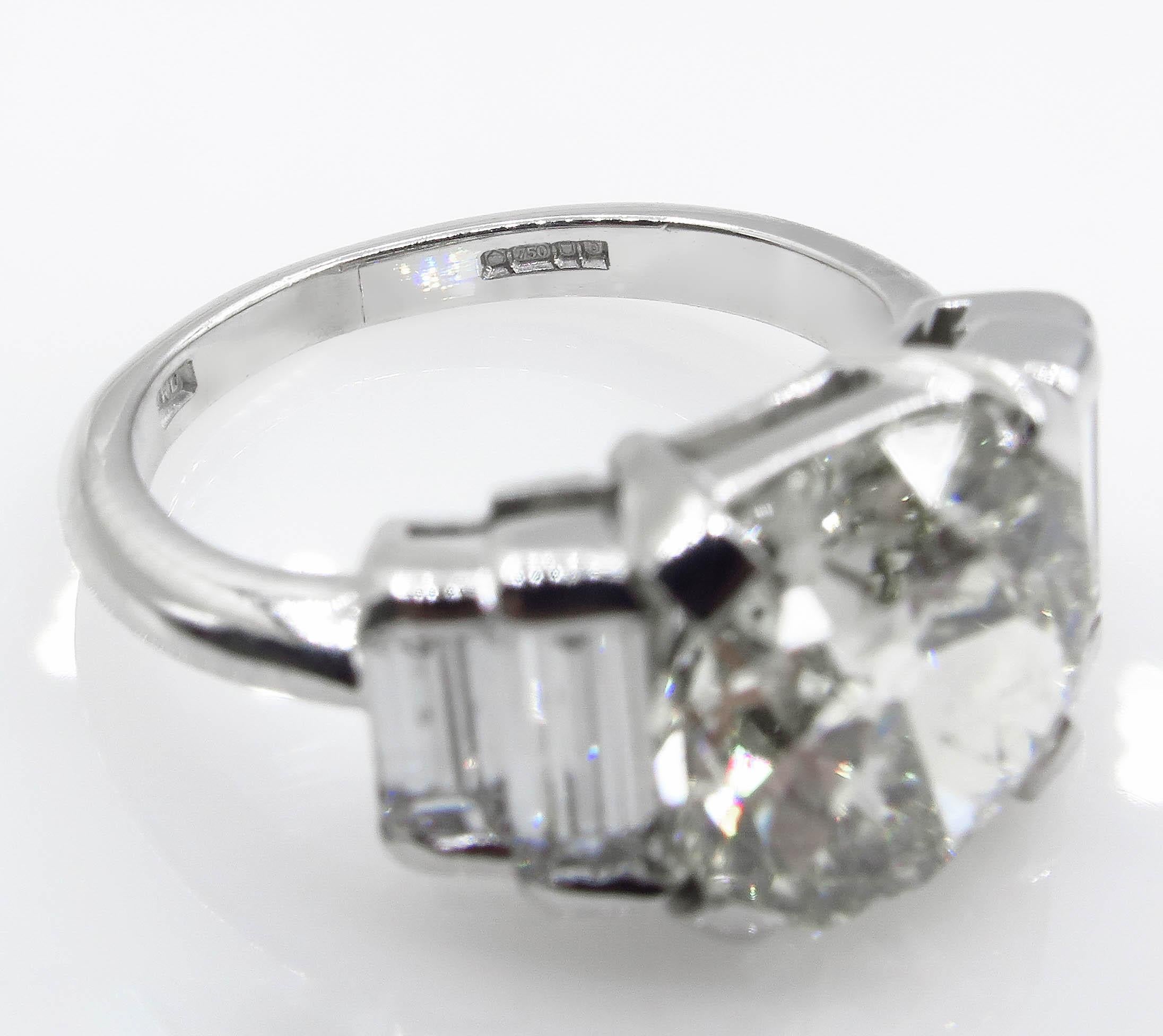 GIA 5.07 Carat Old European Diamond Engagement Wedding White Gold Ring  For Sale 4