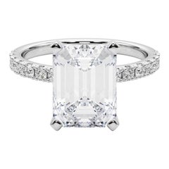 GIA 5,07ct Smaragd Solitär mit halber Ewigkeit 18K Weißgold Diamantring