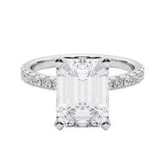 GIA 5,08ct Smaragd Solitär mit halber Ewigkeit 18K Weißgold Diamantring