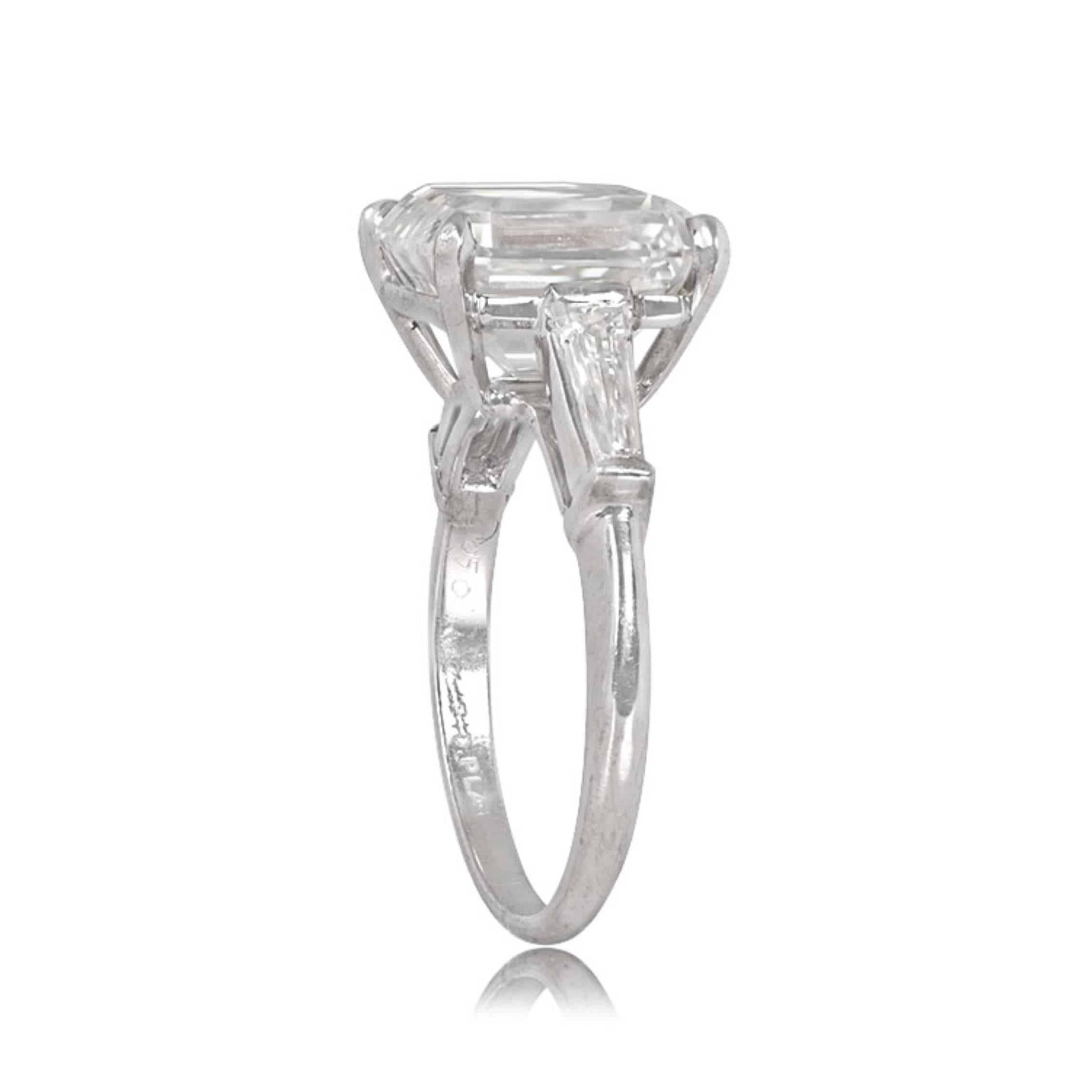 GIA 5.09ct Emerald Cut Diamond Engagement Ring, G Color, VS1 Clarity, Platinum In Excellent Condition For Sale In New York, NY