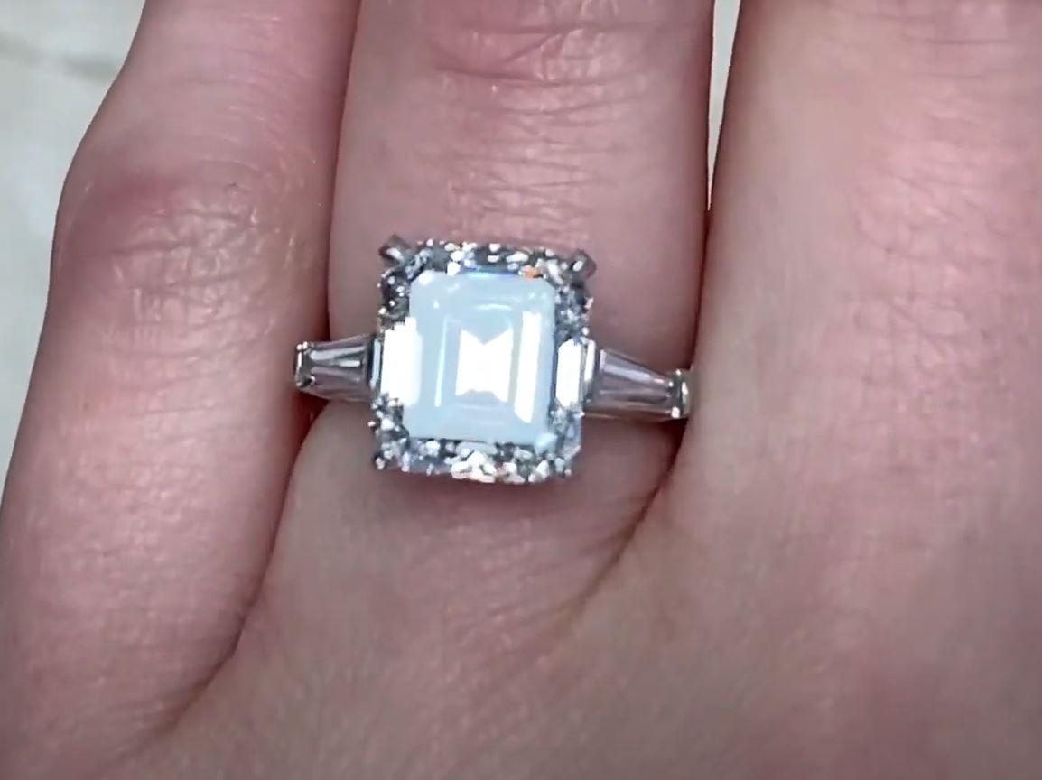 Women's GIA 5.09ct Emerald Cut Diamond Engagement Ring, G Color, VS1 Clarity, Platinum For Sale