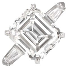 Bague de fiançailles en platine avec diamant taille émeraude 5,09 carats, couleur G, pureté VS1, certifié GIA