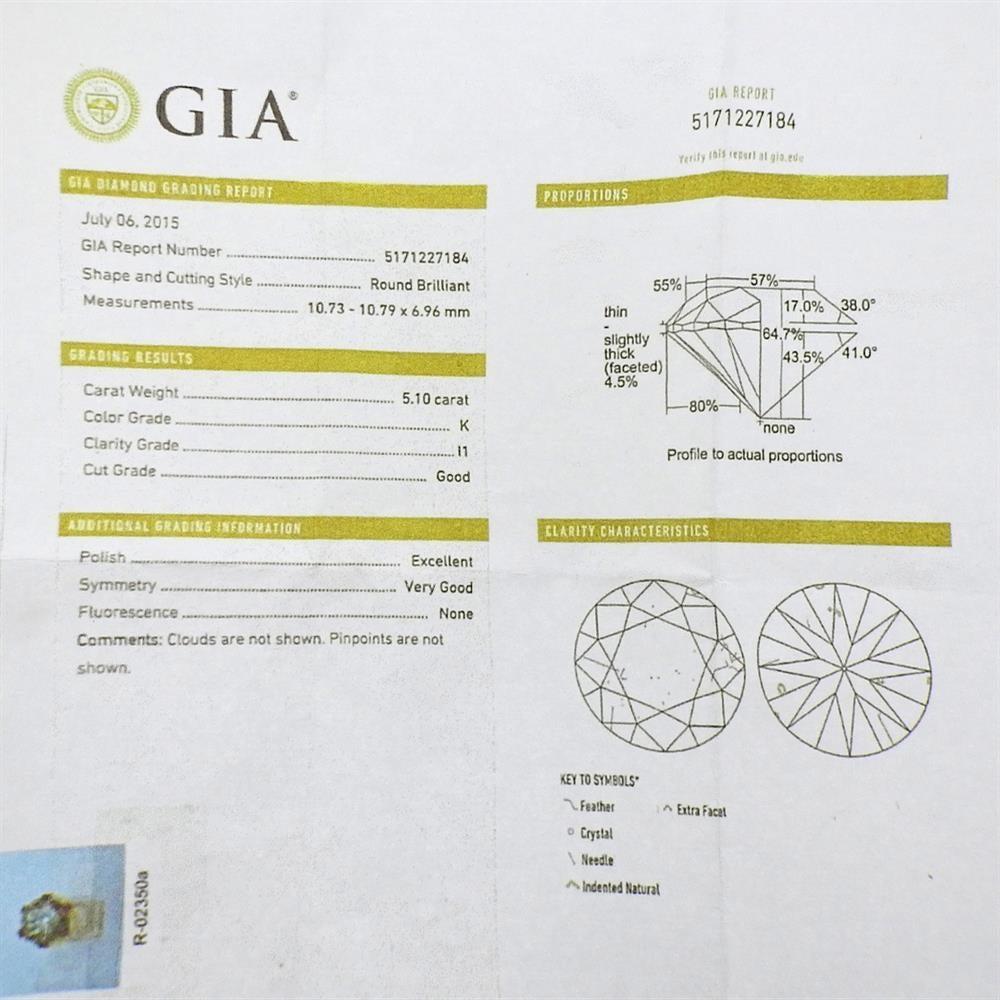 Women's GIA 5.10 Carat K I1 Diamond Ruby Gold Ring For Sale