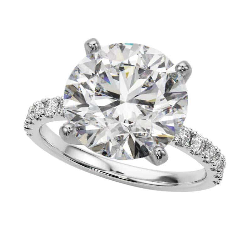 GIA 5.12ct Round Solitaire with Half Eternity 18K White Gold Diamond Ring (bague à diamant en or blanc 18K)