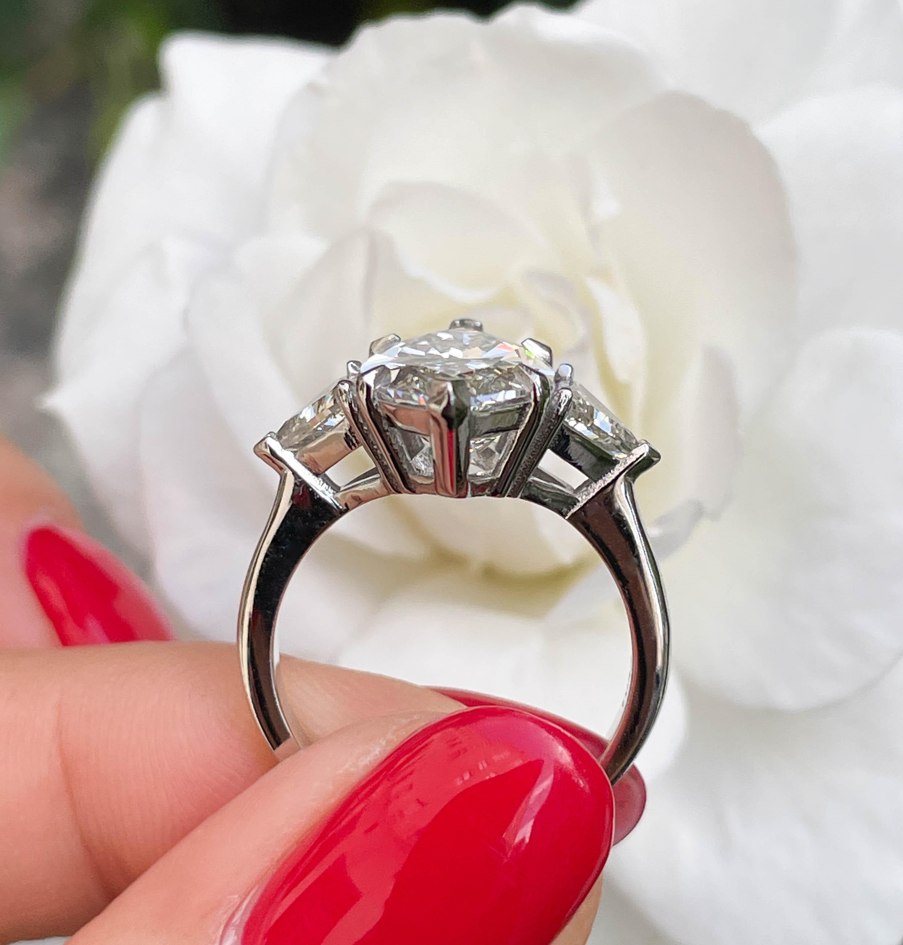 GIA 5.13ct Estate Vintage Marquise Diamond 3 Stone Engagement Wedding Platinum R 11