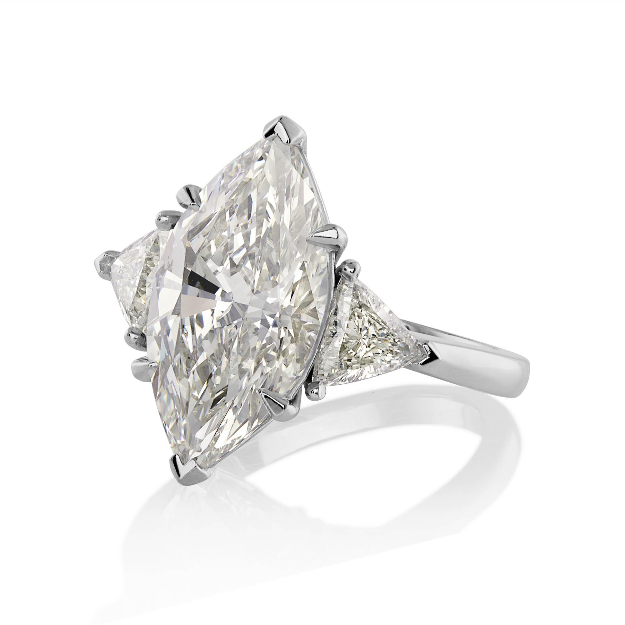 Women's GIA 5.13ct Estate Vintage Marquise Diamond 3 Stone Engagement Wedding Platinum R
