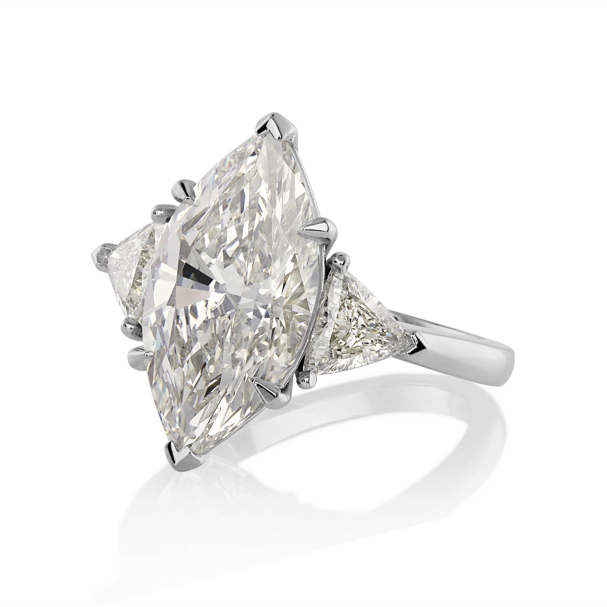 GIA 5,13ct Estate Vintage Marquise Diamant 3 Stein Verlobungs-/Ehering Platin R Damen