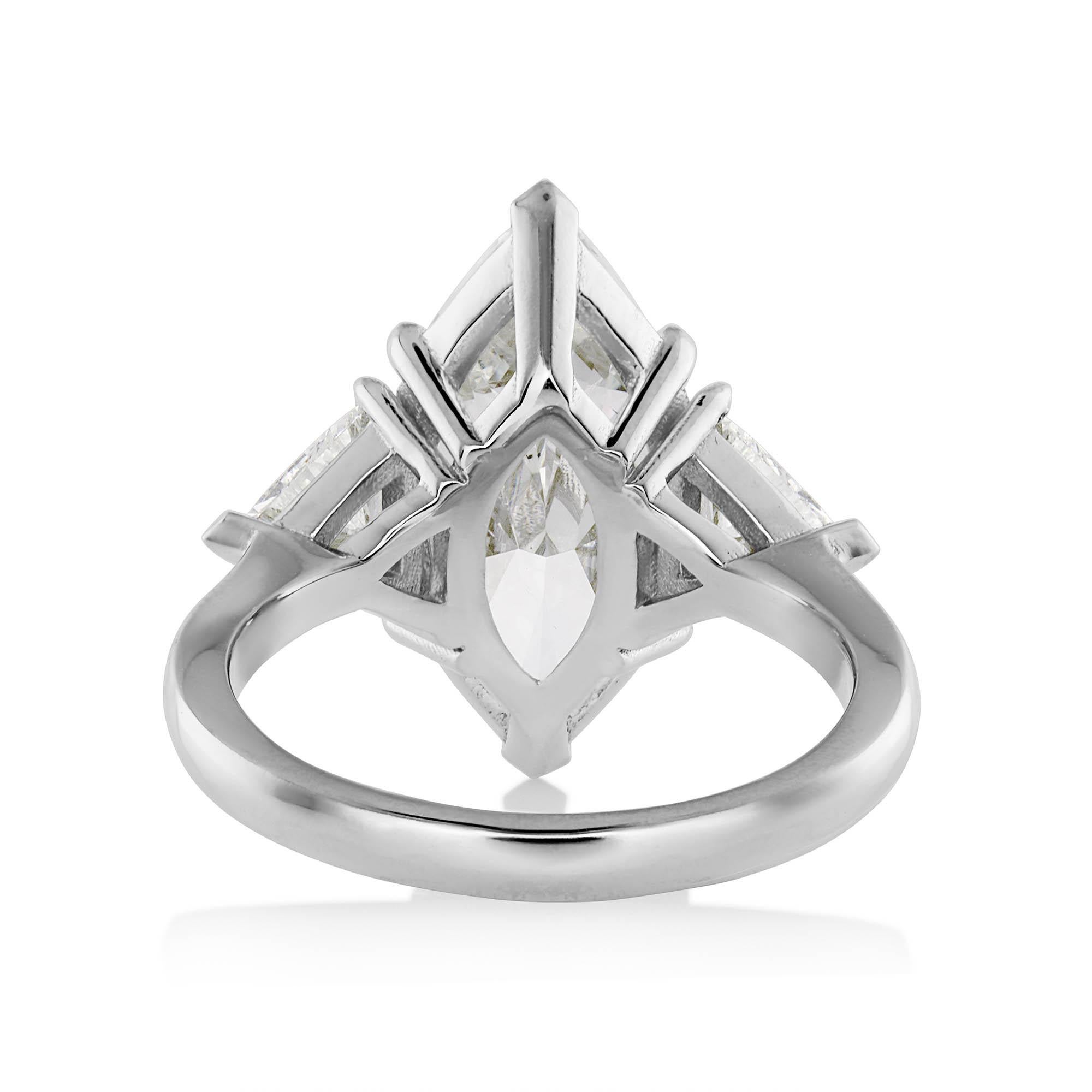 GIA 5.13ct Estate Vintage Marquise Diamond 3 Stone Engagement Wedding Platinum R 1