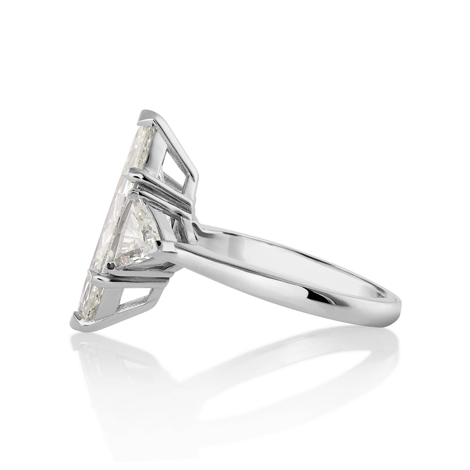 GIA 5.13ct Estate Vintage Marquise Diamond 3 Stone Engagement Wedding Platinum R 2