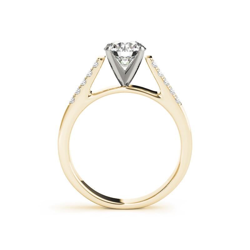 Taglio rotondo GIA Anello con diamante rotondo a doppio canale solitario in oro giallo Cathedral da 5,13 ct. in vendita