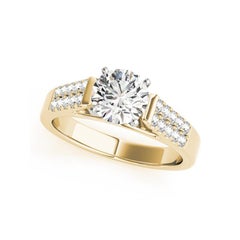 GIA 5.13ct Round Double Channel Solitaire Cathedral Yellow Gold Diamond Ring