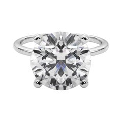 GIA 5.13ct Round Slim Band Prong Set Solitaire 18K White Gold Diamond Ring