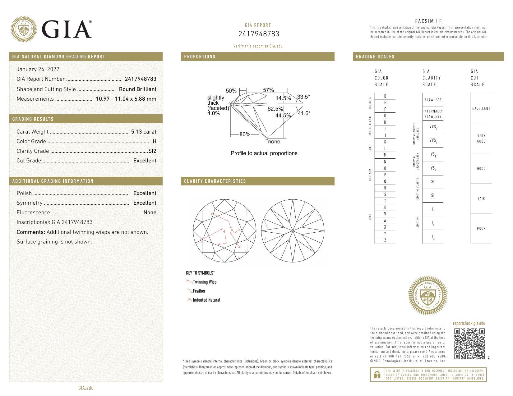 Taille ronde GIA Bague à diamant en or blanc 18K de 6,02ct à trois pierres rondes et à baguettes effilées en vente