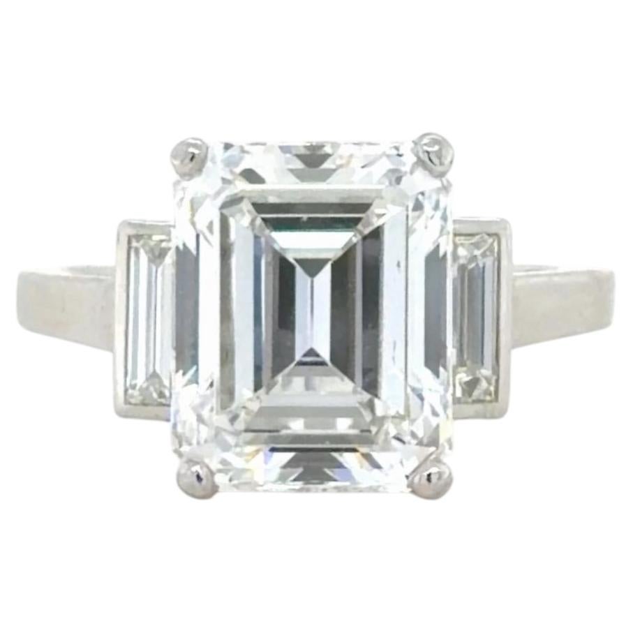 GIA 5.14 Carat Emerald Cut Diamond Engagement Ring