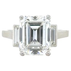 GIA Anello di fidanzamento con diamante taglio smeraldo da 5,14 carati