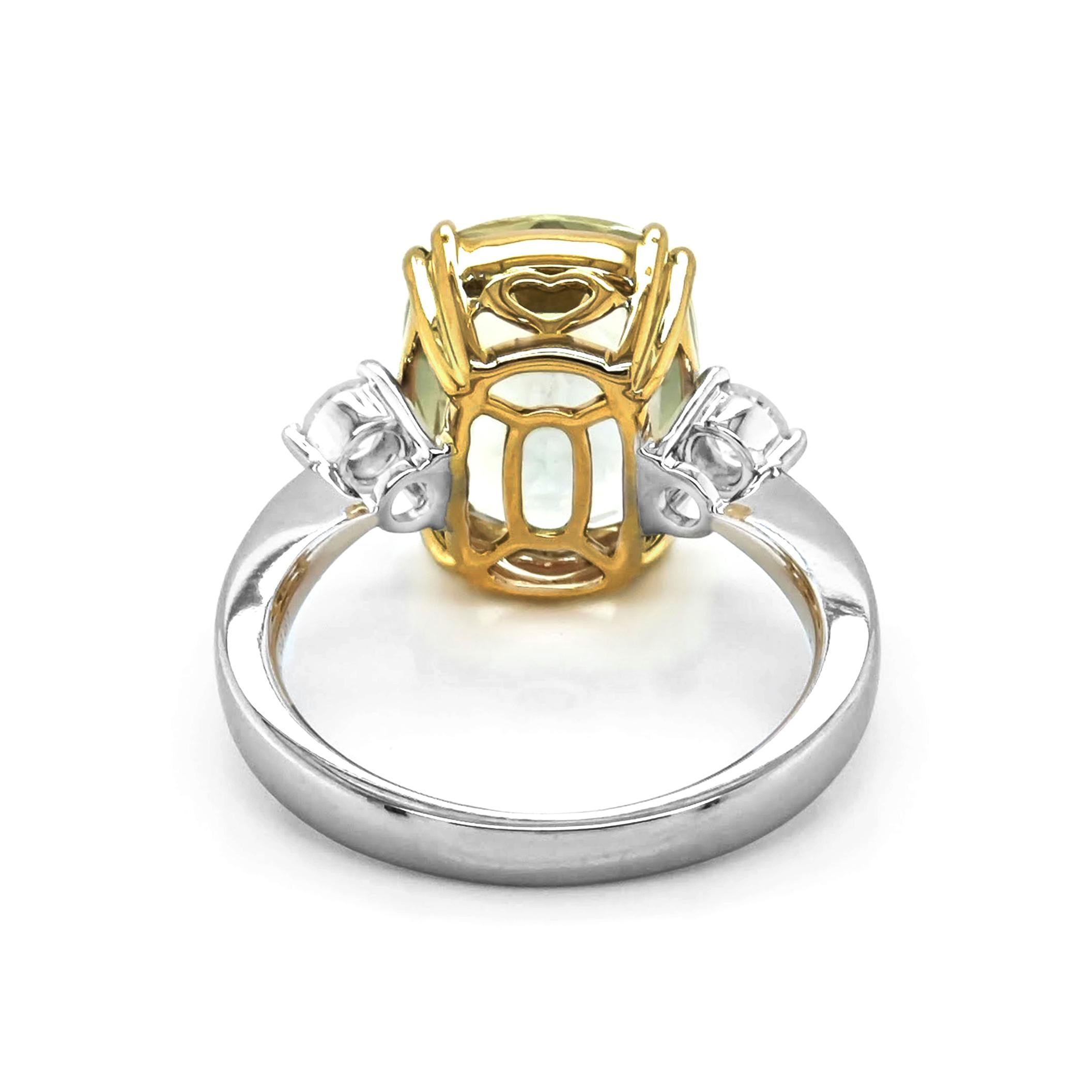 Mixed Cut GIA 5.15 Carats Sapphire and White Diamond White and Yellow Gold Ring For Sale