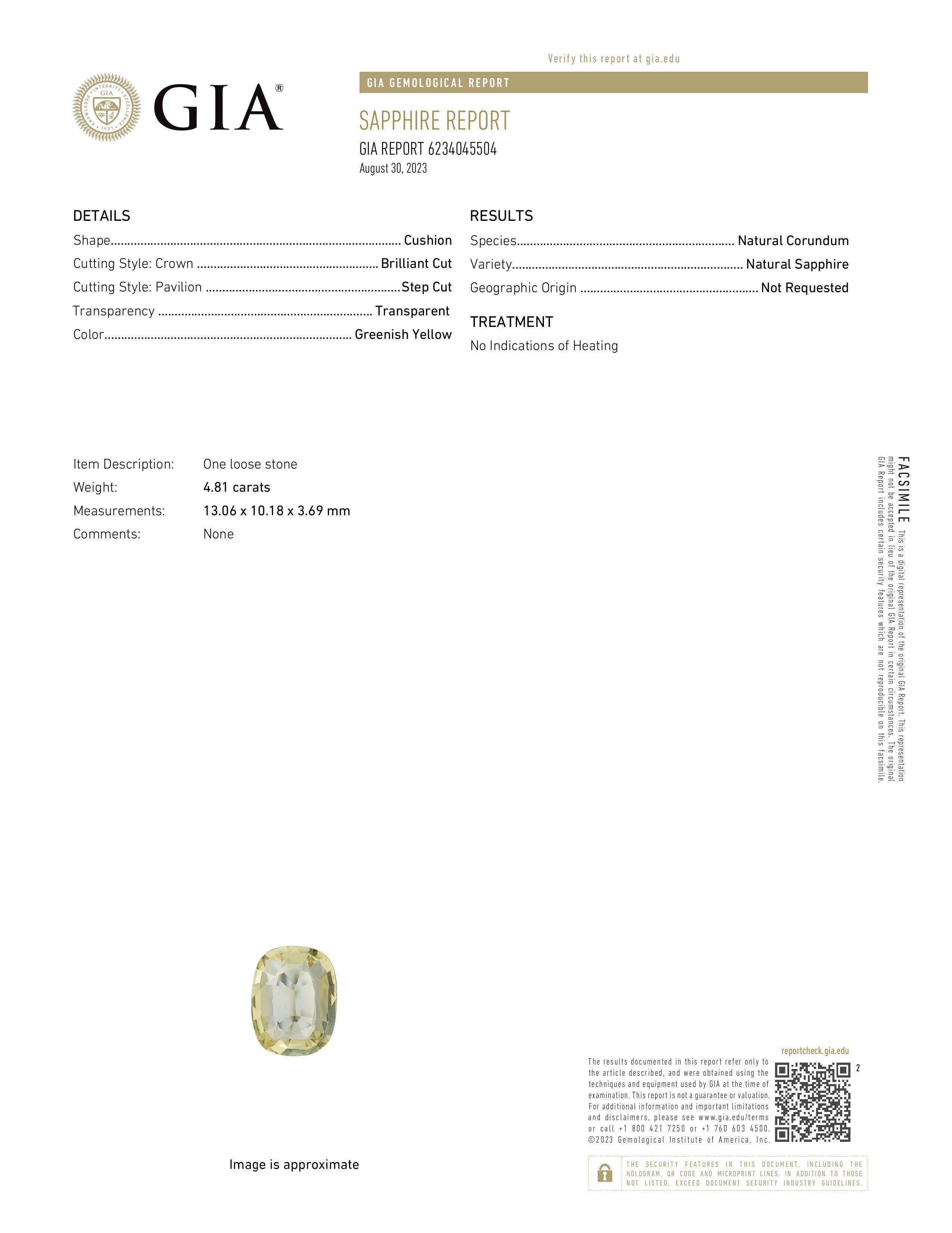 Women's GIA 5.15 Carats Sapphire and White Diamond White and Yellow Gold Ring For Sale