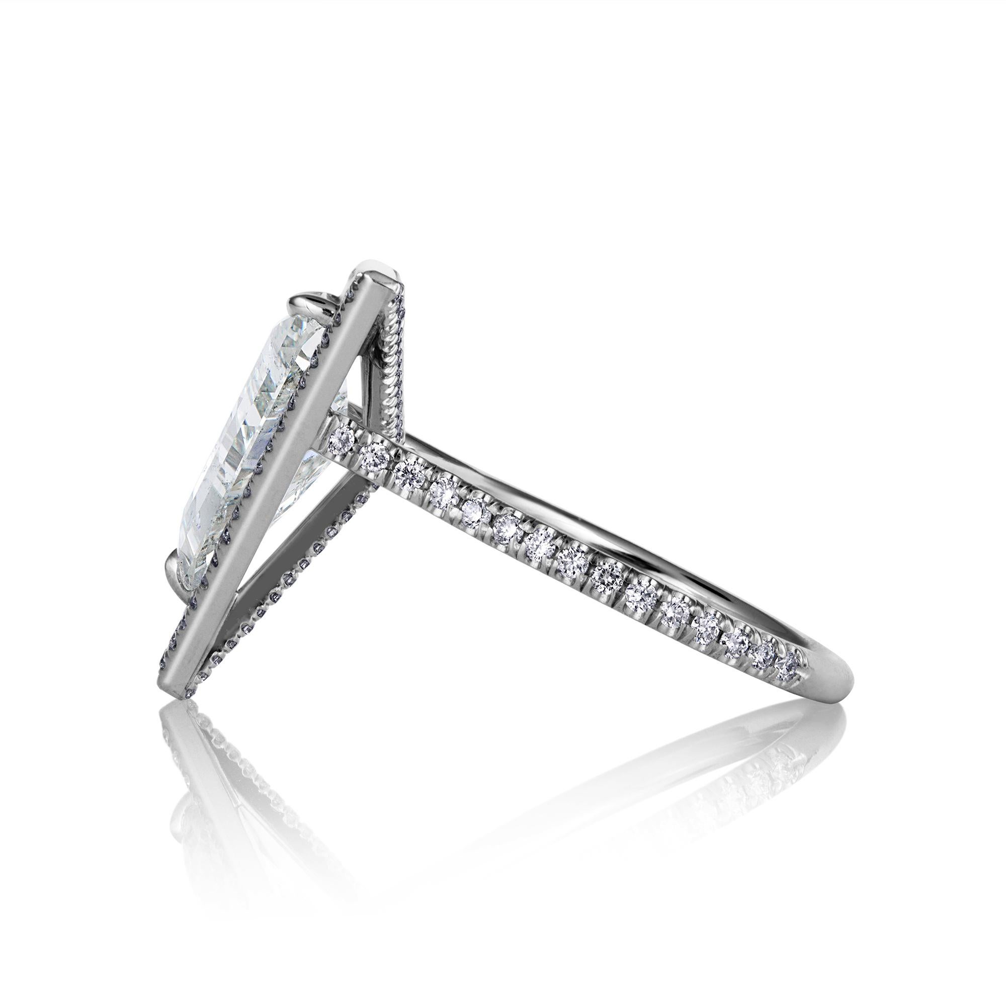 GIA 5.24ctw Trillion Diamond Engagement Halo Pave Platinum Ring For Sale 2