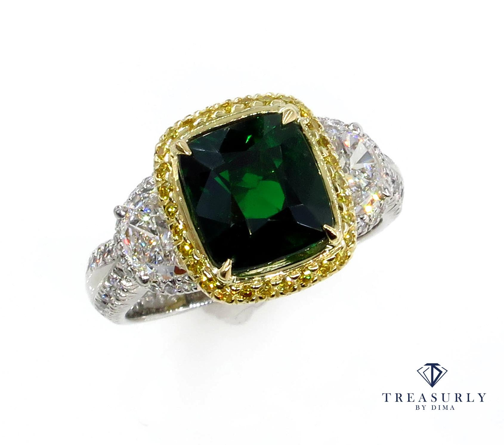 Tsavorite has all of the qualities you want in a gemstone: beauty, rarity, intrinsic value, and romance. With its natural, fresh green color and scintillating brilliance, Tsavorite is one of the most beautiful green gemstones in the world. Tsavorite