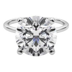 GIA 5,2ct Anello con diamante rotondo a fascia sottile con solitario incastonato in oro bianco 18 carati