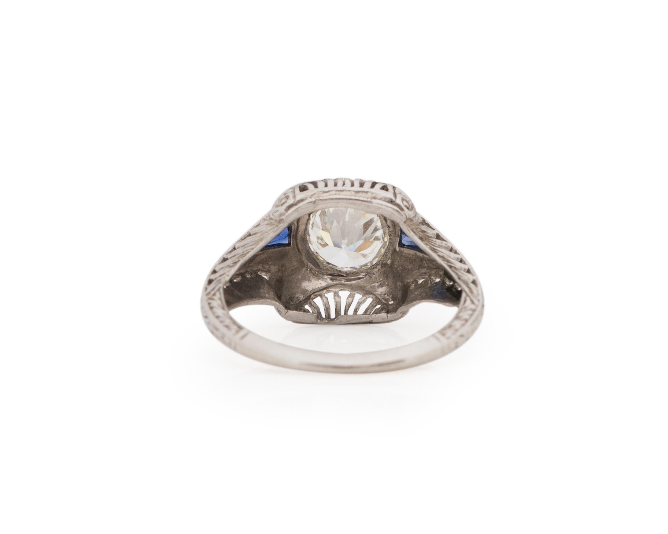 GIA .53 Carat Art Deco Diamond Platinum Engagement Ring In Good Condition For Sale In Atlanta, GA