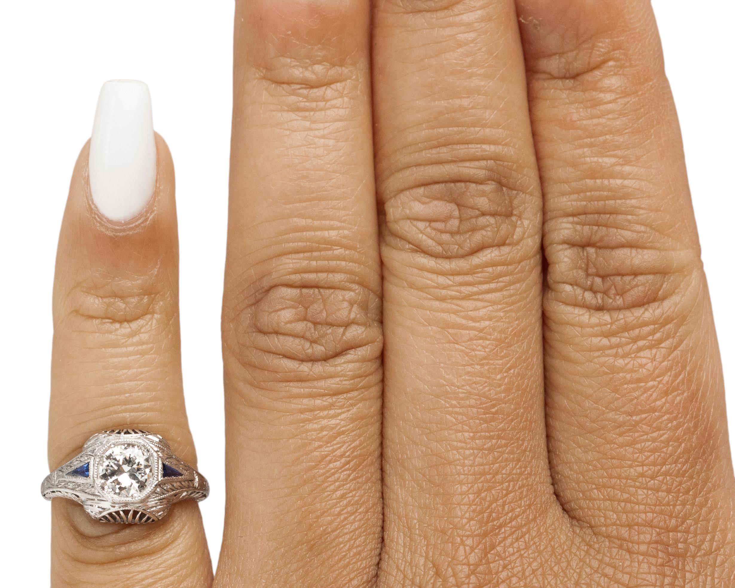 Women's GIA .53 Carat Art Deco Diamond Platinum Engagement Ring For Sale