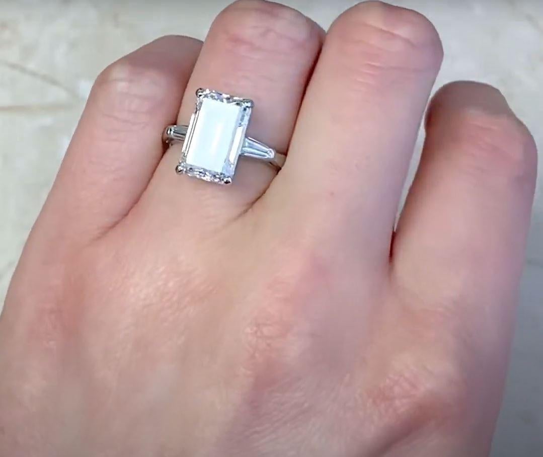 GIA 5.31ct Emerald Cut Diamond Engagement Ring, F Color, Platinum For Sale 6
