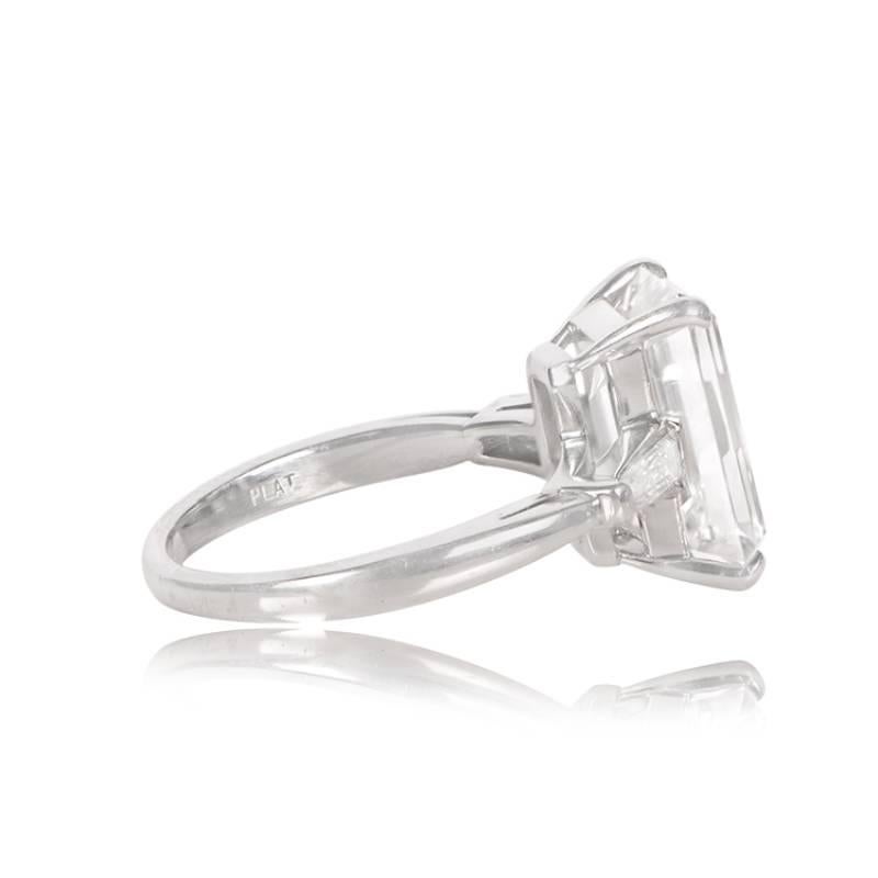 GIA 5.31ct Emerald Cut Diamond Engagement Ring, F Color, Platinum In Excellent Condition For Sale In New York, NY