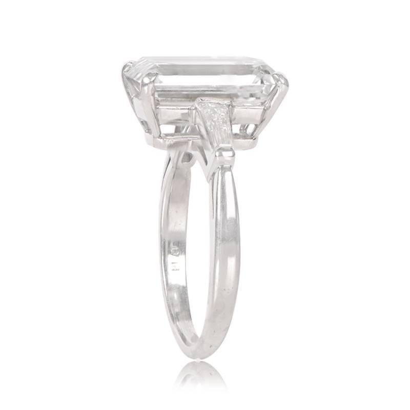 Women's GIA 5.31ct Emerald Cut Diamond Engagement Ring, F Color, Platinum For Sale