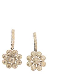 GIA 5.35 Carats F/VS1 Round Brilliant Diamonds Dangle Earrings 18K White Gold