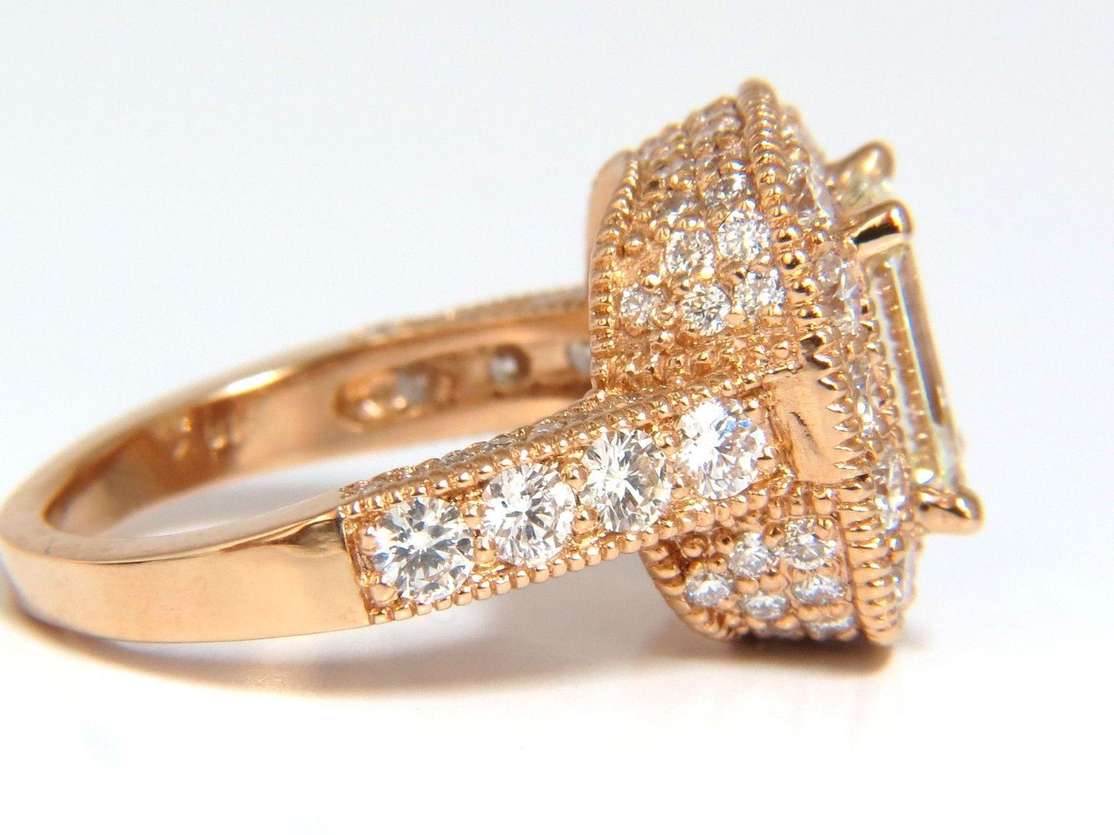 GIA 5.37 Carat Emerald Cut Diamond Ring 18 Karat Bridal Anniversary Halo Cluster For Sale 2