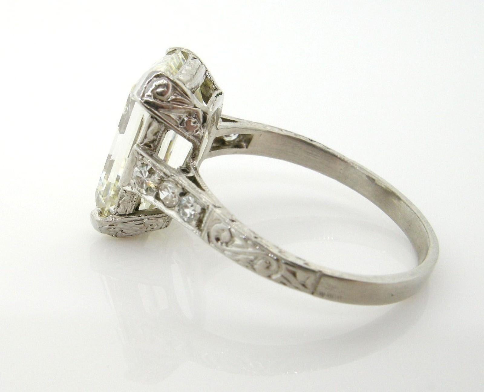 Women's G.I.A. 5.38 Carat Emerald Cut Diamond Art Deco Style Ring