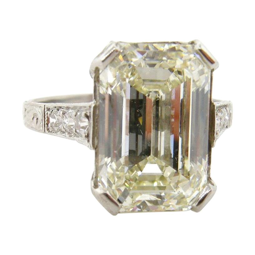 G.I.A. 5.38 Carat Emerald Cut Diamond Art Deco Style Ring