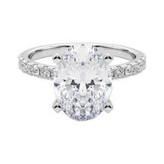 GIA 5,3ct Oval Solitär mit halber Ewigkeit 18K Weißgold Diamantring