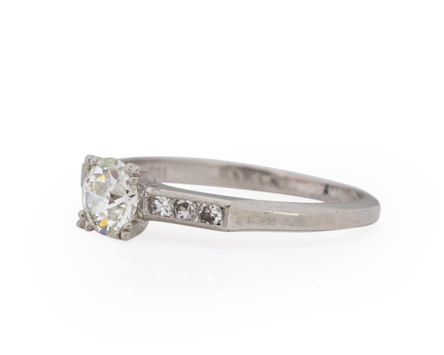 Old European Cut GIA .54 Carat Art Deco Diamond Platinum Engagement Ring For Sale