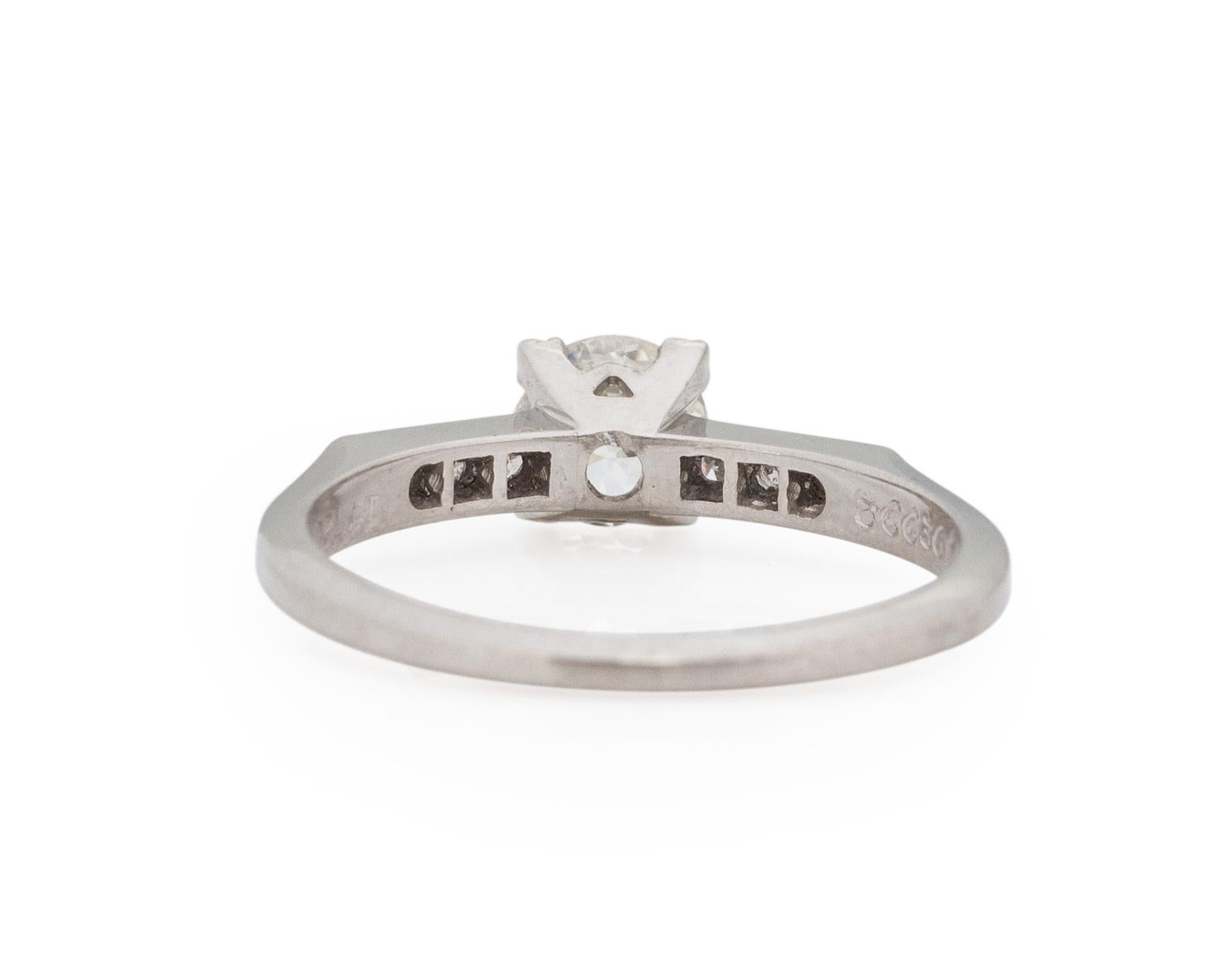 GIA .54 Carat Art Deco Diamond Platinum Engagement Ring In Good Condition For Sale In Atlanta, GA