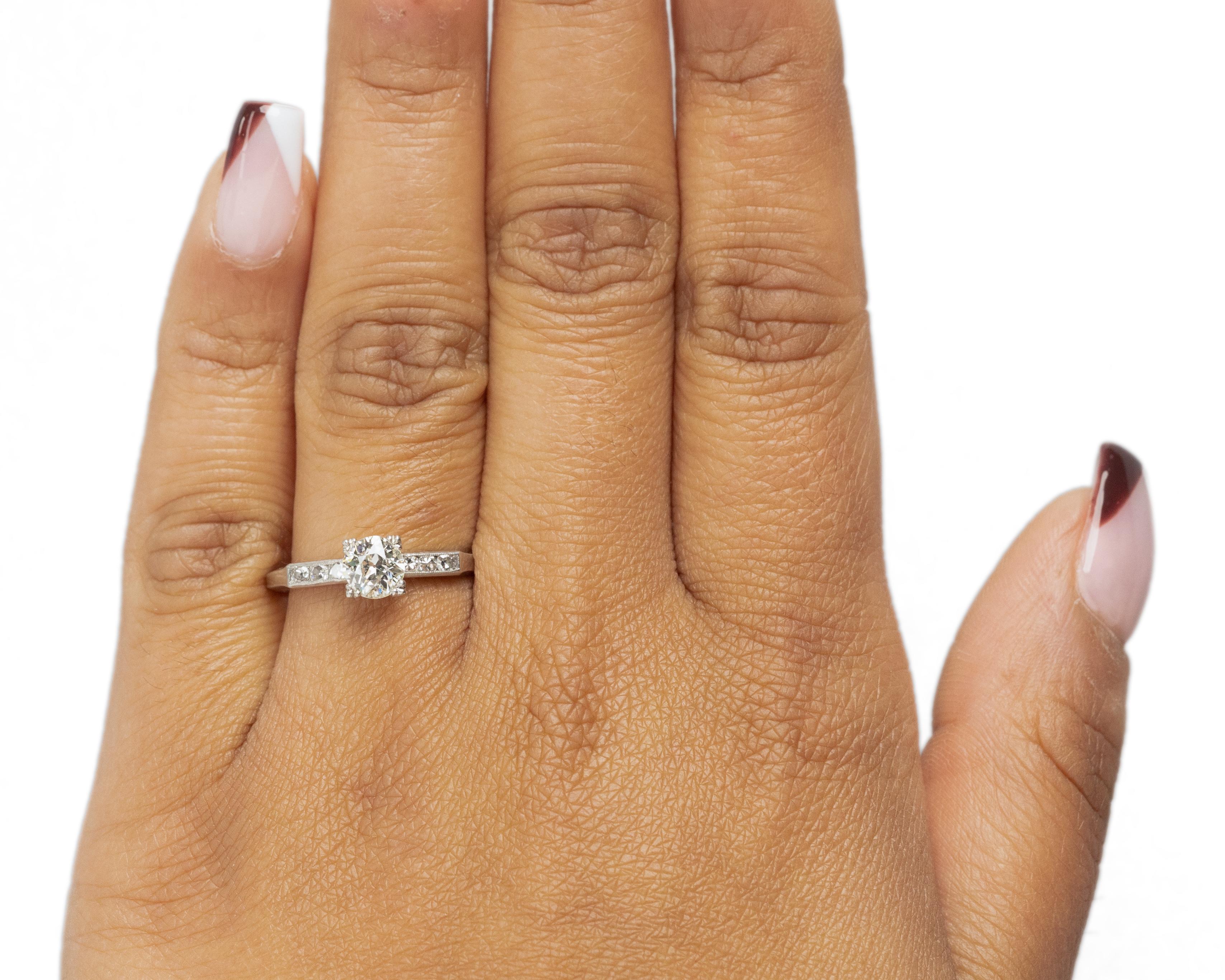 Women's GIA .54 Carat Art Deco Diamond Platinum Engagement Ring For Sale