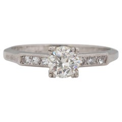 Antique GIA .54 Carat Art Deco Diamond Platinum Engagement Ring