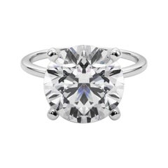 GIA 5,41ct Anello con diamante rotondo a fascia sottile con solitario incastonato in oro bianco 18 carati