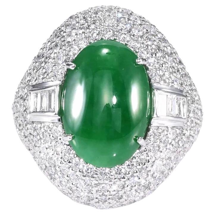 GIA 5.41ct Type A Imperial Jadeite Jade 18K White Gold Ring For Sale