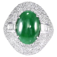 GIA 5.41ct Type A Imperial Jadeite Jade 18K White Gold Ring