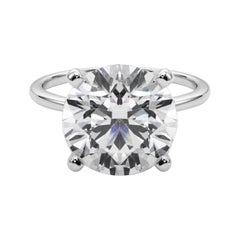 GIA 5,42ct Anello con diamante rotondo a fascia sottile con solitario incastonato in oro bianco 18 carati