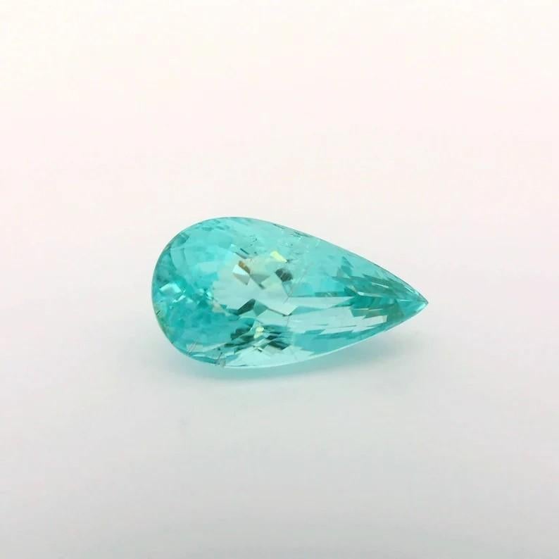 Pear Cut GIA 5.44 Carat Mozambique Paraiba Tourmaline Pear Rare Neon Gem for Collectors For Sale