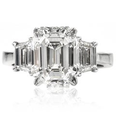 GIA 5.47cts Emerald-cut  Diamond I-VVS2 Engagement Three stone Ring