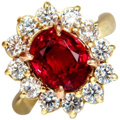 GIA 5.49 Carat No Heat Vivid Red Spinel Diamond Ring 18 Karat Unheated Investors