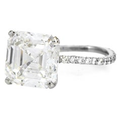 GIA 5.49ct Asscher Cut Diamond Platinum Gold Engagement Ring