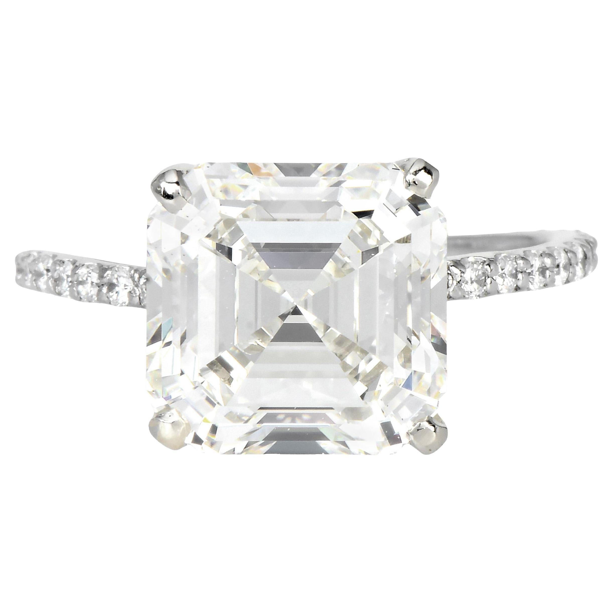 GIA 5,49ct Asscher Cut Diamant Platin Gold Verlobungsring